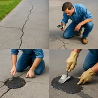 Ako opraviť praskliny a výtlky na príjazdovej ceste z asfaltu alebo betónu