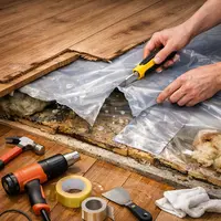 Ako zistiť a opraviť poškodenú parozábranu pod podlahou, ktorá spôsobuje vlhnutie a opuch podláh